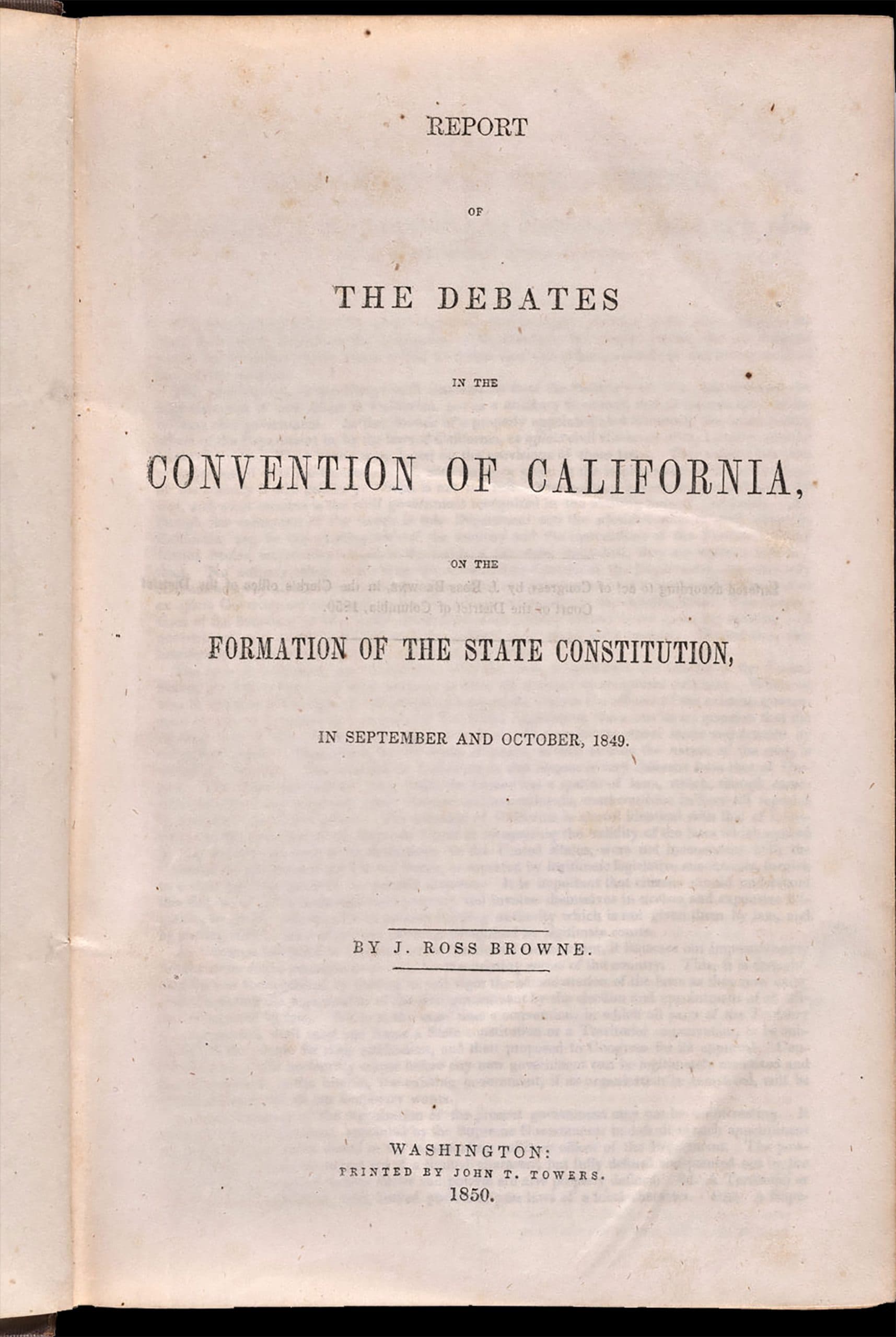 Debates of the California Convention of 1849 | Colonists Citizens ...